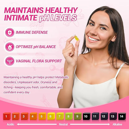 Her Juicy Feminine Probiotics Gummies, Premium Feminine Balance Gummies with Slippery Elm for Women's pH Balance, Healthy Odor, Flora and Immune Support – 30-Day Supply