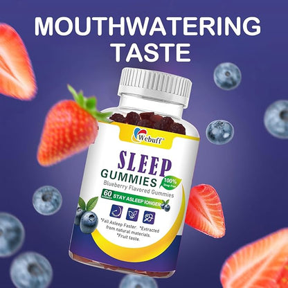 Sleep Gummies with 5mg Melatonin for Adults – Fall Asleep Faster with Non-Groovy Morning, Sugar Free Sleep Aid Supplement, Non-Habit Forming, Blueberry Flavor, 60 Count (Pack of 2)