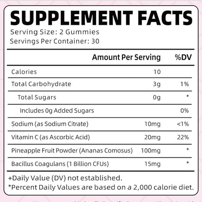 Premium Feminine Balance Gummies, Hawaiian Pineapple Feminine Gummies for Women PH Balance & Vaginal Health, Vegan, 60 Gummies