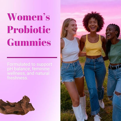 Her Juicy Feminine Probiotics Gummies for Women with Slippery Elm, Prebiotics & Lactobacillus - for pH Balance & Digestive Health, Tropical Pineapple Flavor, 60 Count