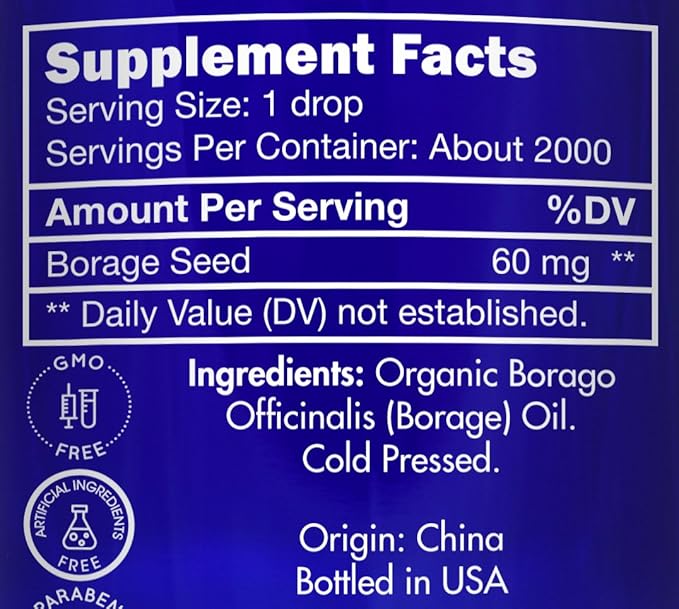 Zongle Therapeutics Organic, Borage Oil, Liquid, Supplement – 100% Pure, Borage Seed Oil, 4 OZ