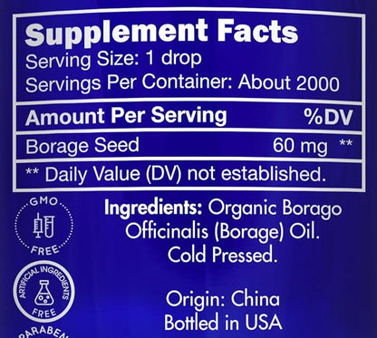 Zongle Therapeutics Organic, Borage Oil, Liquid, Supplement – 100% Pure, Borage Seed Oil, 4 OZ