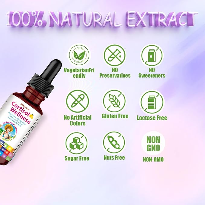 Cortisol Supplement Drops, 18-in-1 Cortisol Detox w. Magnesium Glycinate&Ashwagandha, L-Theanine, Phosphatidylserine, Hormone Balanced for Women, Mood Focus, Promote Seep