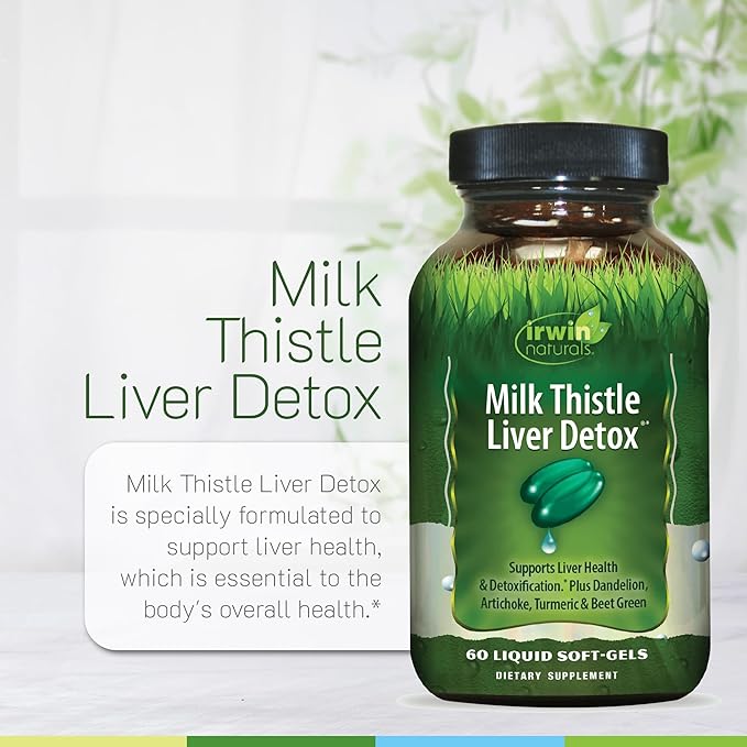 Irwin Naturals Milk Thistle Liver Detox - 60 Liquid Softgels - Supports Liver Health with Dandelion, Artichoke, Turmeric & Green Beet Root