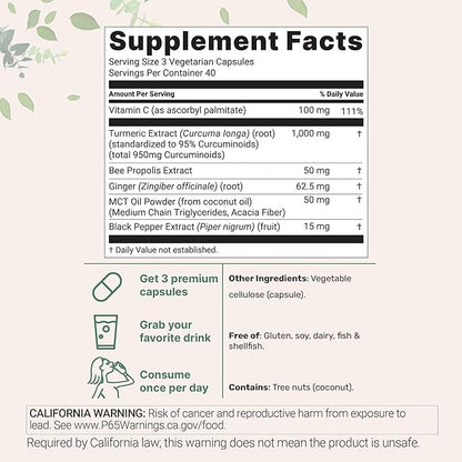 Micro Ingredients Pure Turmeric Curcumin Supplement 1,000mg – 95% Curcuminoids with Black Pepper & Ginger – High Absorption for Joint & Antioxidant Support* – Filler Free, 240 Veggie Capsules