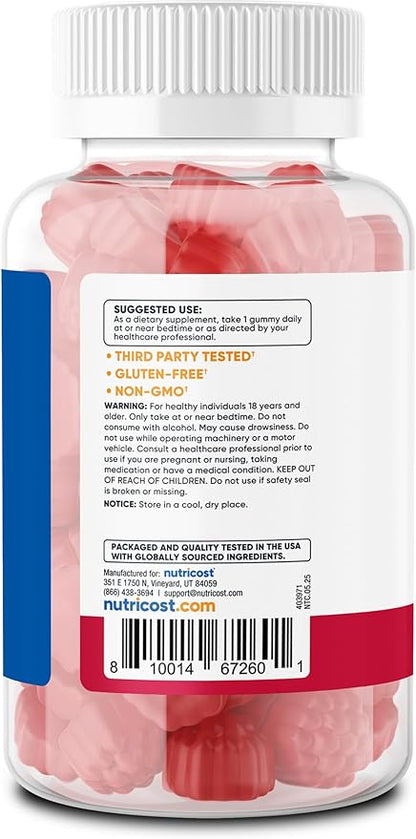 Nutricost Melatonin 5mg, 180 Gummies, Strawberry Flavored - Gluten Free, Non-GMO, No Corn Syrup