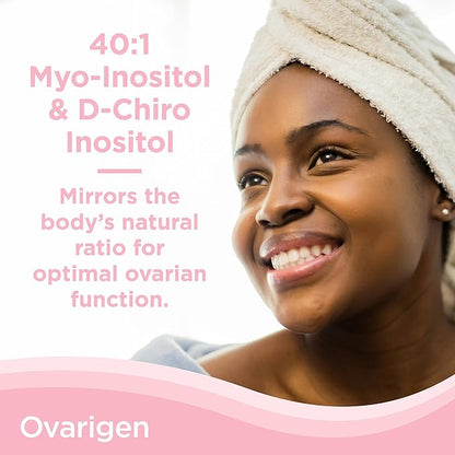 CalmCo Ovarigen Myo-Inositol & D-Chiro Inositol Supplement for Women – 40:1 Inositol Powder with Folic Acid, Fertility Supplements for PCOS, Hormone Balance and Ovarian Support (60 Servings)