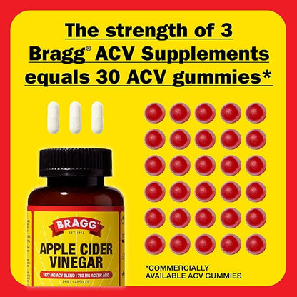 Bragg Organic Apple Cider Vinegar Capsules with Vitamin D and Zinc - 90 Count - Supports Immune System