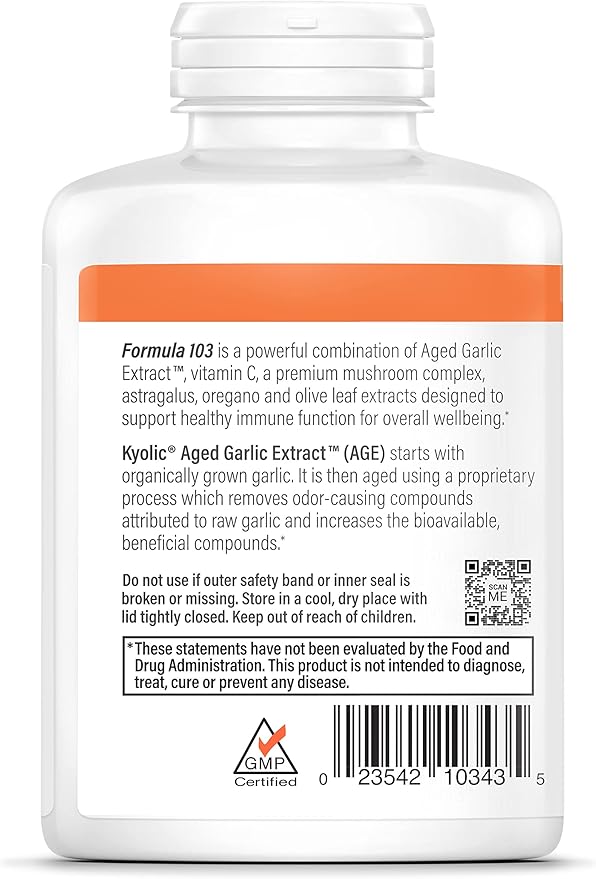 Kyolic Aged Garlic Extract Formula 103, Immune Support*, 300 Capsules