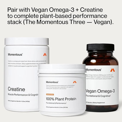 Momentous Vegan Protein Powder - 20 g Plant-Based Protein - NSF Certified for Sport - Vegan - GMO Free - Gluten-Free - 12 Servings for Essential Everyday Use - Cappuccino