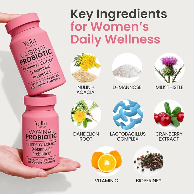 Vaginal Probiotics & Prebiotics for Women with Cranberry Extract | Supports Urinary Tract & PH Balance for Women | Probioticos Vajinal | Probiotics for Women's Vaginal Health- 60ct