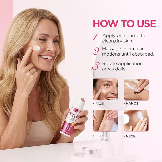 Estrogen Cream For Women Menopause Relief: Natural Phyto-estrogens Cream for Mature Skin - Hormone Balance & Skin Firmness (3.4 Fl Oz)
