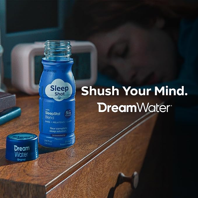Dream Water Sleep Aid Powder; Melatonin 5mg, GABA, 5-HTP; Natural Flavors; Helps You to Fall Asleep, Fast, and Wake Refreshed; Snoozeberry, 30-Count.