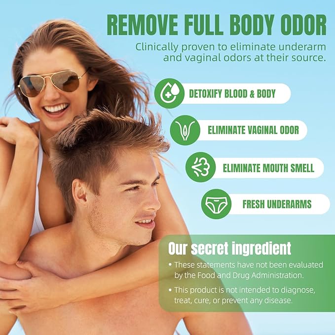 Body Deodorizing Supplement,Chlorophyll Capsules for Men & Women,Natural Internal Odor Control Pills for Skin, Breath, and Gut Health, with Gluten-Free Complex,60 Capsules