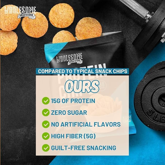 Protein Chips, 15g Protein, 3g Net Carbs, Gluten Free, Keto Snacks, Low Carb Snacks, Protein Crisps, Keto-Friendly, Made in USA (Sea Salt Vinegar, 7 Pack)