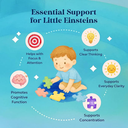 Kids Focus Gummies - Nootropics Brain Support Supplement for Kids with Green Tea Extract, B6 & B12 Vitamins for Memory and Brain Focus - Herbal Concentration Chews for Children - 90 Count