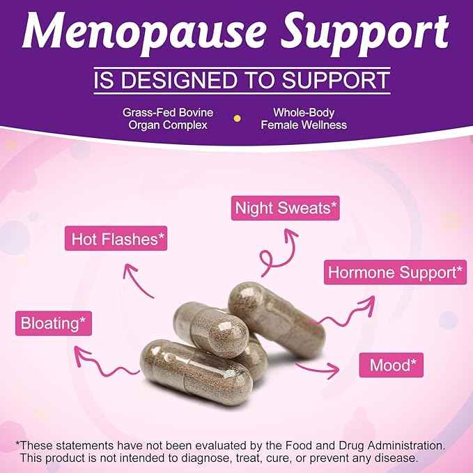 Beef Organ Supplement for Women, Natural Grass Fed Beef Liver Capsules,Supports Feminine Hormone Balance, Menstruation, Immunity, Skin, Collagen, B12, Energy & Wellness - 60 (1)