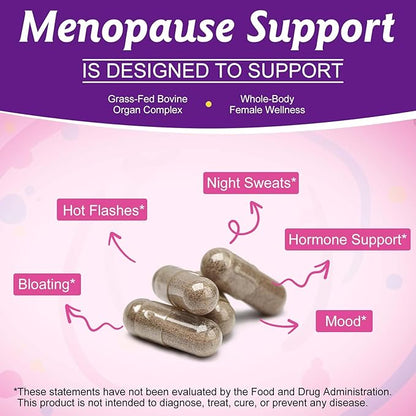 Beef Organ Supplement for Women, Natural Grass Fed Beef Liver Capsules,Supports Feminine Hormone Balance, Menstruation, Immunity, Skin, Collagen, B12, Energy & Wellness - 60 (1)