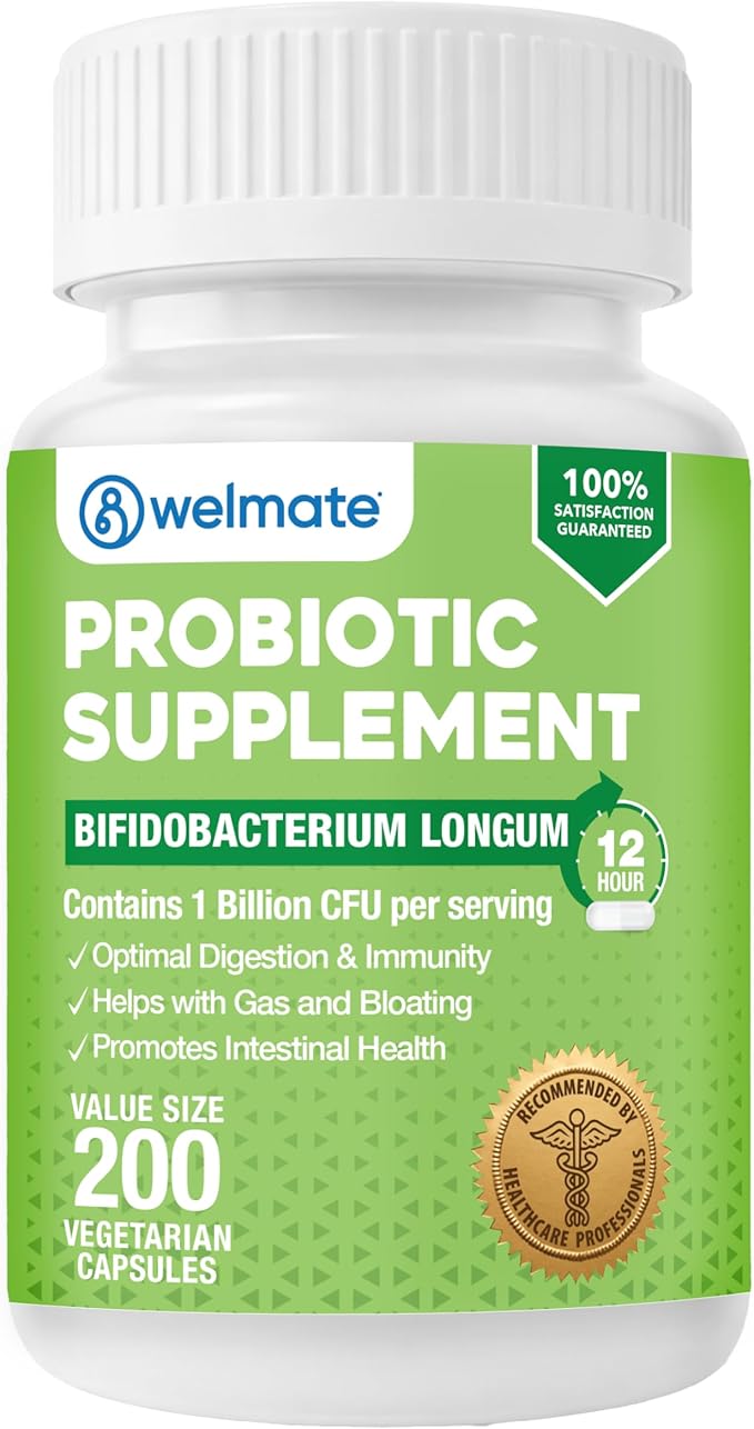 WELMATE Bifidobacterium - Probiotic Supplement - Supports Gut Health - Immune Support - Digestive Enzymes - Gluten Free - Vegan - Men & Womens Probiotic - Value Size - 200 Count