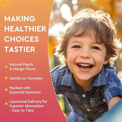 Iron Supplement Gummies for Adults & Kids - with Calcium, Zinc, Folate & Multivitamin - Blood Builder & Energy Support & Immune Health for Iron Deficiency, Anemia, Vegan -Peach & Mango Flavor,120ct