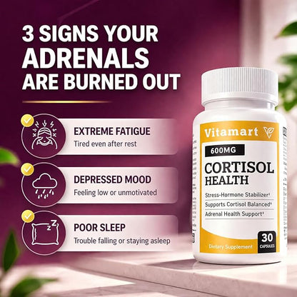 Cortisol Supplements for Women & Men | Ashwagandha Extract, Rhodiola & Adrenal Support Blend | Cortisol Manager & Reducer for Stress, Mood & Sleep Calm | Cortisol Health with Adaptogens, 30 Count