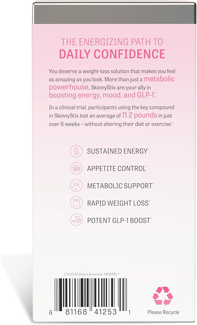 Zantrex SkinnyStix Strawberry Lemonade GLP-1 Support Drink Mix, Energy & Metabolic Support Powder, Appetite Control,15 Single-Serving Packets