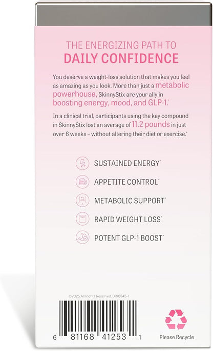 Zantrex SkinnyStix Strawberry Lemonade GLP-1 Support Drink Mix, Energy & Metabolic Support Powder, Appetite Control,15 Single-Serving Packets