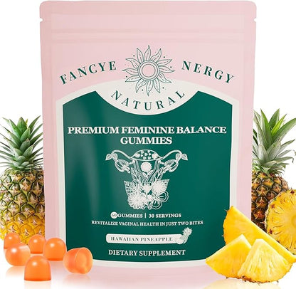 Premium Feminine Balance Gummies for Women - Vaginal Probiotics with Hawaiian Pineapple, PH Balance for Women Support, Delicious Pineapple Gummies for Women's Wellness - 60 Count
