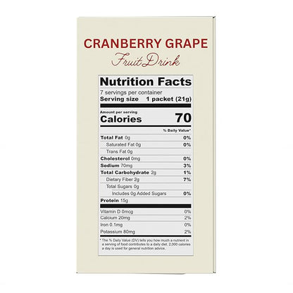 Nutmeg State Nutrition - High Protein Diet Fruit Drink - 15g Protein - Low Calorie - Low Carb - Low Sugar - Fat Free, 7 Servings Per Box (Cran Grape)