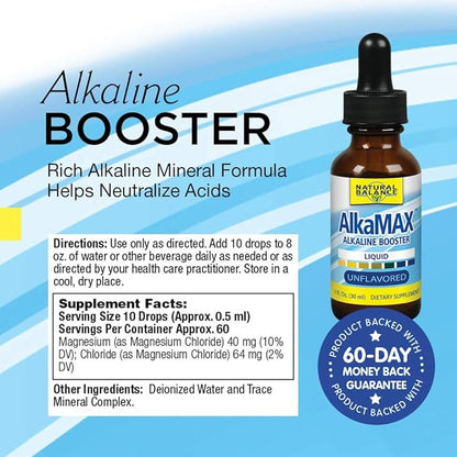 Natural Balance Alkamax Alkaline Booster - Alkaline Water Drops, Liquid pH Balancing Drops for Drinking Water or Beverages, Helps Neutralize Acids for Men & Women, Mineral Formula - 1 Fl Oz Bottle