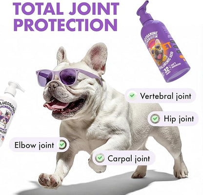 Liquid Glucosamine for Dogs with Chondroitin, MSM & Hyaluronic Acid – Bacon Flavor – Joint Support Supplement for Dogs – All Breeds – 32 oz