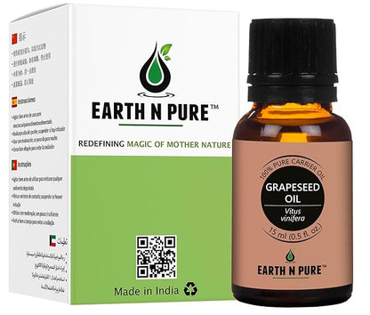 Earth N Pure Grapeseed Oil Cold Pressed, Natural and Therapeutic Grade 15 ML