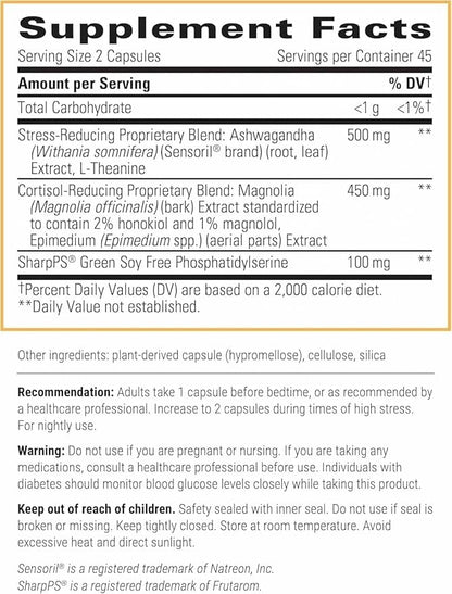 Integrative Therapeutics Cortisol Manager Allergen Free - Adrenal Health Support Supplement for Healthy Stress Response* - Vegan, Non-Dairy & Gluten-Free - 90 Capsules (45 Servings)