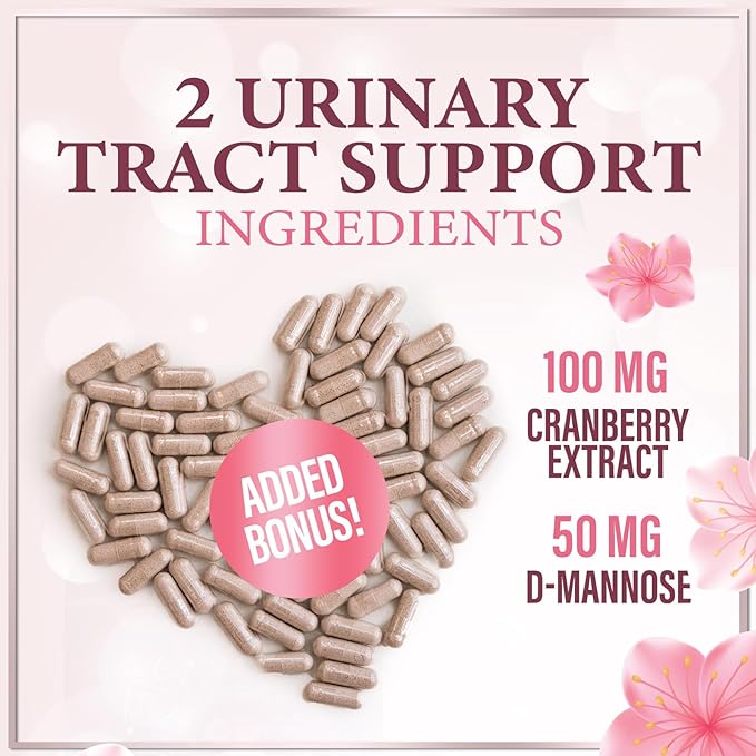 Vaginal Probiotics for Women - Gently Support Feminine Health, pH Balance, Healthy Odor & Vaginal Flora - 50 Billion CFU - Improved Formula with Lactobacillus, Prebiotics & Cranberry - 60 Capsules