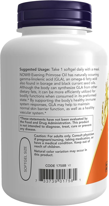 NOW Foods Supplements, Evening Primrose Oil 1000 mg, Cold Pressed, Hexane Free, Vegan Formula, 90 Veg Softgels