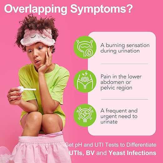 Easy@Home Vaginal pH Test Strips & UTI Test Kits (8 Pack): Yeast Infection, BV, UTI Tests for Women, Fast Accurate Results, 4 Urinary Tract Infection & 4 Feminine pH Health Tests