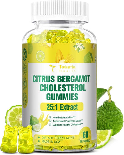 Sugar Free Citrus Bergamot Gummies - All Natural Supplements 25:1 Extract from Italian Bergamot Supplement for Healthy Anti-Aging Sugar-Free Vegan