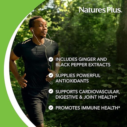 NaturesPlus Gummies Turmeric Curcumin - 60 Gummies, Peach - Supports Joint, Digestive & Cardiovascular Health - Vegan, Gluten Free, Non-GMO - 30 Servings