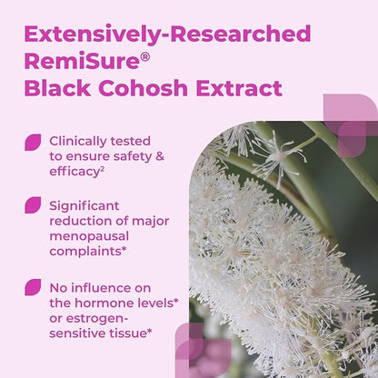 Remifemin Menopause Symptoms Relief - Clinically Proven Ingredients - Menopause Supplements - Black Cohosh - Estrogen-Free - Made in Germany - 60 Tablets
