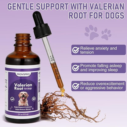 Valerian Root for Dogs, Valerian Root for Anxiety and Stress Relief in Dogs, Herbal Supplement to Help Support Calmness, Dog Sedative Calming Drops for Dogs, 2 fl oz