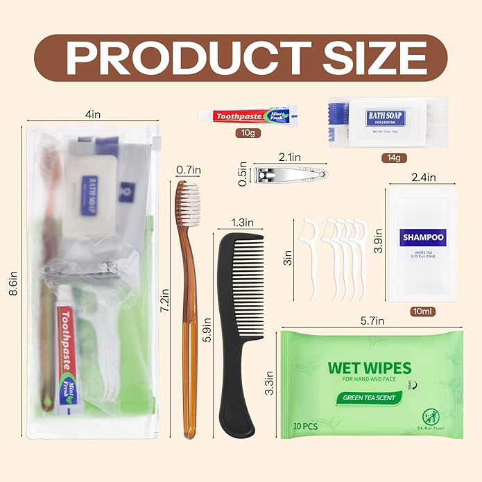 Travel Size Toiletries Kit Individually Packed,Personal Hygiene Kit for for Men Women