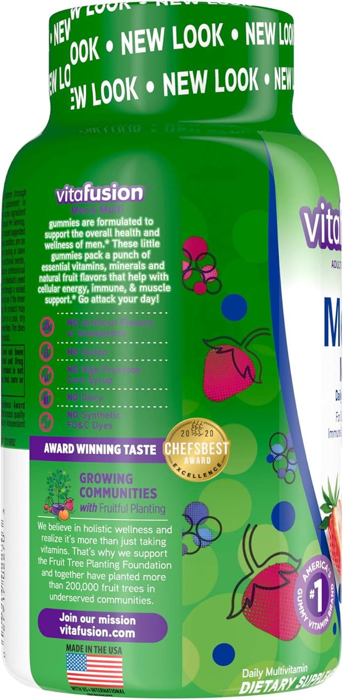 Vitafusion Men's Multivitamins | 150 Adult Gummies | with Vitamins A, B, C, D, E | Berry Flavor | Gluten Free Supplement