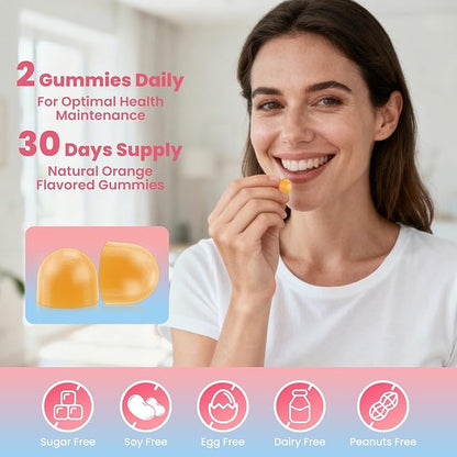 Her Juicy Feminine Probiotics Gummies for Women, Women's Probiotic Gummy with Slippery Elm - Supports pH Balance, Vaginal Health, Gut & Immune System Health for Women - Tasty Pineapple (60 Count)
