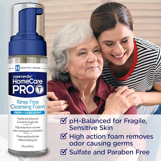 Welmedix No Rinse Cleansing Foam - Rinse Free & Waterless Body Wash, 3-in-1 Shampoo & Foaming Cleanser, Hospital Grade & pH Balanced - Pack of 3