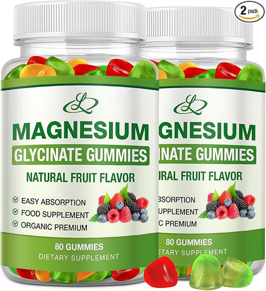 Magnesium Glycinate Gummies for Adults and Kids 600mg, High Absorption Potassium Magnesium Supplement for Sleep, Magnesium L-Threonate, 160 Count