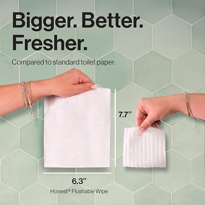 The Honest Company Flushable Wipes for Sensitive Skin, Hypoallergenic, Fragrance-Free, Gilded Wings Design, 126 Count