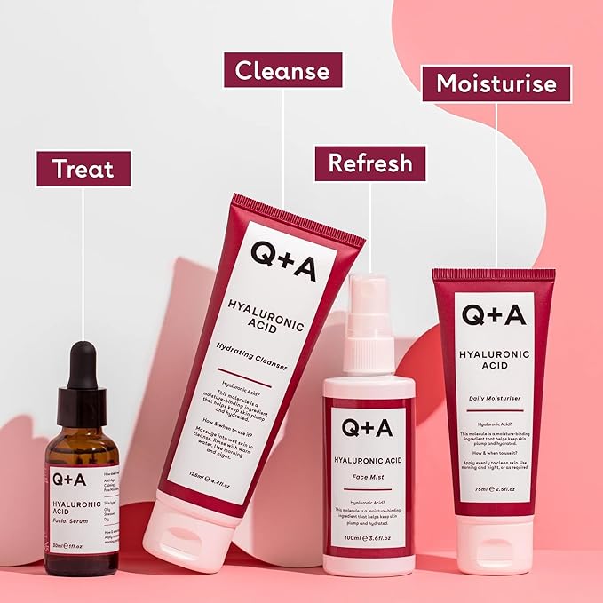 Q+A Hyaluronic Acid Facial Serum (30ml), Natural Hydrating Face Serum, for Plump Skin, Anti Ageing, Fragrance Free, Delivers Deep, Lasting Hydration, Rehydrates and Softens the Skin