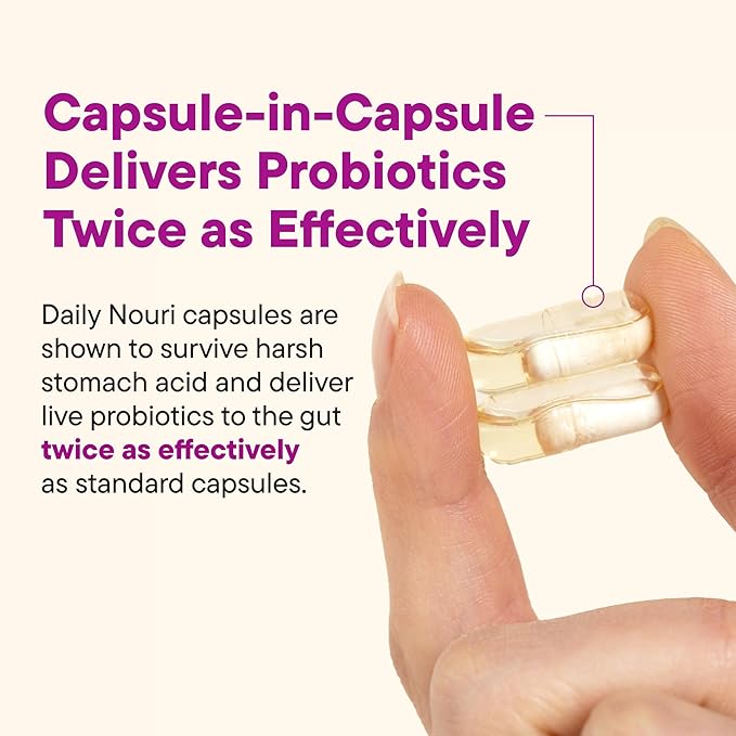 Daily Nouri Hormone Balance Probiotics for Women | Hormone Balance for Women | PMS, Hormonal Acne, & Bloating Support | 7 Clinically Studied Strains + Omega | 60-Day Supply
