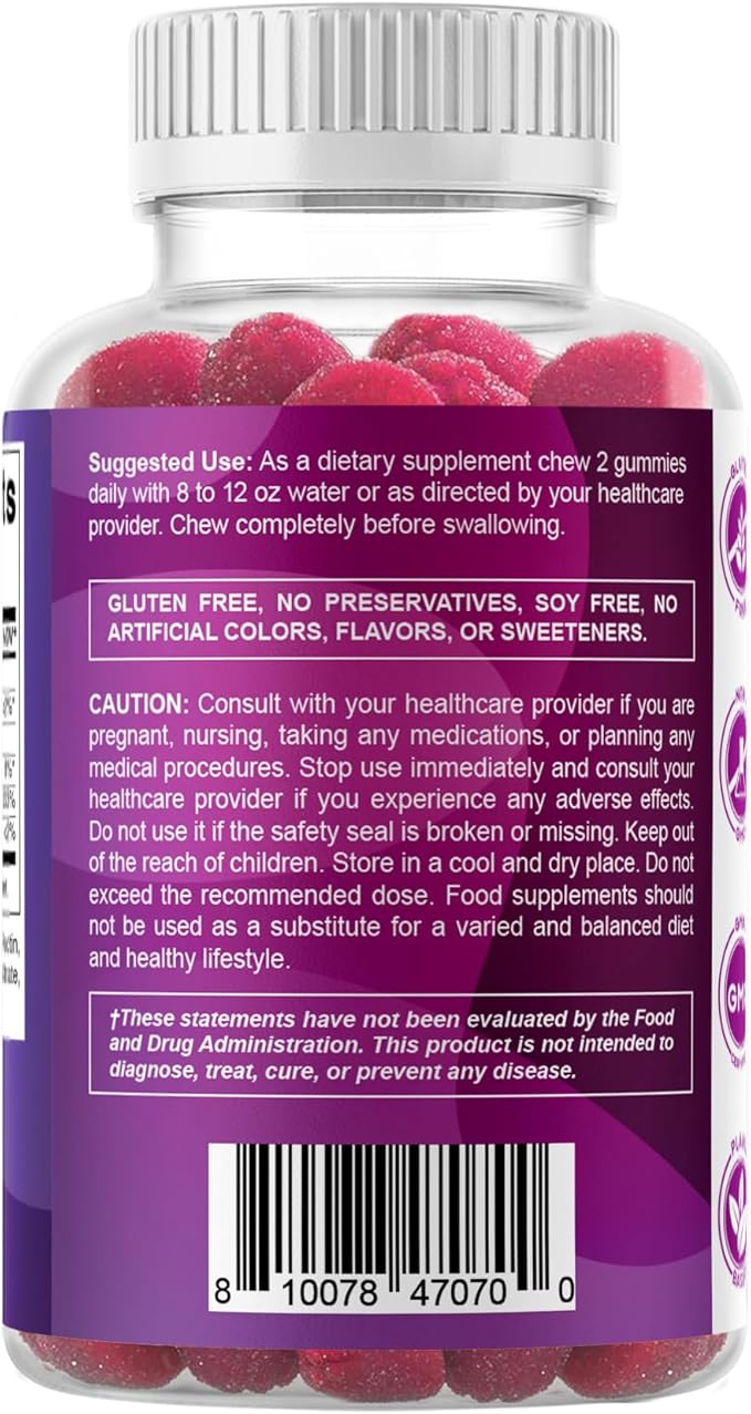 Vitamatic Biotin Gummies 10,000 mcg for Stronger Hair, Skin & Nails - 60 Vegan Gummies - Also Called Vitamin B7 (6 Bottles)