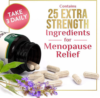 Menopause Supplement for Women - Natural Menopause Relief Support for Mild Hot Flashes & Night Sweats - Best Probiotics for Women, Dong Quai, Black Cohosh, Ashwagandha - Bottled in USA - 120 Capsules